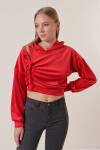 Pattaya Kadın Cut Out Detaylı Büzgülü Kadife Sweatshirt P22W185-3017