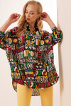 Pattaya Kadın Desenli Oversize Gömlek P22S201-3037