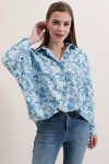 Pattaya Kadın Oversize Çiçekli Yarasa Kollu Gömlek PTTY20S-O210