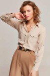 Pattaya Kadın Cep Detaylı Basic Uzun Kollu Gömlek Y19W110-3428