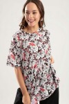 Pattaya Kadın Duble Kol Yanı Yırtmaçlı Çiçekli Tişört Tişört PTTY20S-4234