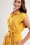 Pattaya Kadın Kuşaklı Kısa Kollu Kloş Gömlek Elbise Y20S110-1677