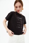 Pattaya Kadın Crop Baskılı Oversize Kısa Kollu Tişört P21S201-2044