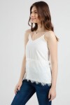 Pattaya Kadın V Yaka Askılı Dantel Detaylı Bluz Y20S108-22479