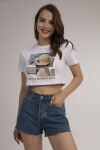Pattaya Kadın Baskılı Crop Tişört P21S201-4259