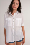 Pattaya Kadın Cep Detaylı Oversize Gömlek P21S201-2678