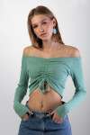 Pattaya Kadın Önü Büzgülü Fitilli Crop Bluz Y20W145-SA021