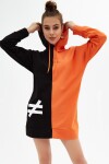 Pattaya Kadın Baskılı Renk Bloklu Kapşonlu Sweatshirt Elbise P21S110-5624