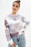 Pattaya Kadın Batik Desenli Crop Sweatshirt P21S201-2037