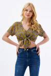 Pattaya Kadın Çiçekli Bağlamalı Crop Bluz P21S201-2242