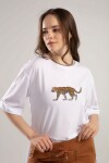 Pattaya Kadın Çita Baskılı Yırtmaçlı Tişört Y20S110-4138