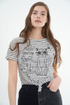 Pattaya Kadın Çizgili Crop Tişört P21S110-3924