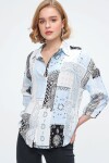 Pattaya Kadın Desenli Viskon Oversize Gömlek P21S110-0783