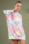 Pattaya Kadın Desenlli Kapşonlu Örme Sweatshirt Elbise Y20W110-4125-27