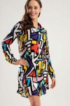 Pattaya Kadın Grafik Baskılı Gömlek Elbise Y20S110-5793