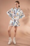 Pattaya Kadın Kapşonlu Çiçekli Boyfriend Sweatshirt Elbise Y20W110-4125-31