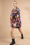 Pattaya Kadın Karalama Desenli Kapşonlu Sweatshirt Elbise Y20W110-4125-20