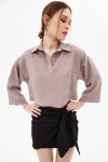 Pattaya Kadın Klasik Yaka Crop Saten Bluz P21S201-0761