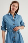 Pattaya Kadın Kuşaklı Mini Kot Gömlek Elbise PTTY20S-9924