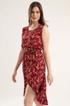 Pattaya Kadın Kuşaklı Sıfır Kollu Çiçekli Elbise Y20S110-1705