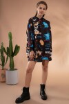 Pattaya Kadın Oversize Baskılı Kapşonlu Sweatshirt Elbise Y20W110-4125-37