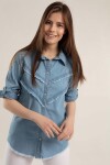 Pattaya Kadın Püsküllü Uzun Kollu Kot Gömlek Y20S110-3328
