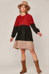 Pattaya Kadın Renk Bloklu Uzun Kol Kadife Elbise Y19W110-5760
