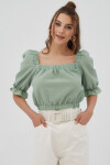 Pattaya Kadın Balon Kollu Crop Bluz P21S201-2149