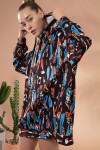 Pattaya Kadın Baskılı Kapşonlu Sweatshirt Elbise Y20W110-4125-35
