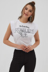 Pattaya Kadın Baskılı Kolsuz Crop Tişört P21S201-2166