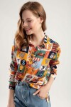 Pattaya Kadın Baskılı Uzun Kollu Gömlek Y20S110-3832-2