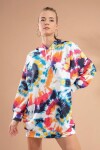 Pattaya Kadın Batik Desenli Kapşonlu Sweatshirt Elbise Y20W110-4125-12