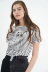 Pattaya Kadın Çizgili Crop Tişört P21S110-3924