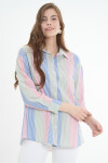 Pattaya Kadın Çizgili Uzun Kollu Poplin Gömlek P21S110-7093