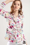 Pattaya Kadın Desenli Uzun Kollu Gömlek Y20S110-3833-4