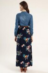 Pattaya Kadın Eteği Çiçekli Uzun Kot Elbise Y20S110-1395
