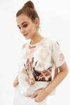 Pattaya Kadın Kısa Kollu Batik Desenli Tişört P21S201-2195