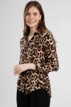 Pattaya Kadın Leopar Desenli Uzun Kollu Gömlek Y20S110-3747