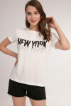 Pattaya Kadın New York Baskılı Taşlı Tişört P21S201-2840