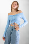 Pattaya Kadın Önü Büzgülü Fitilli Crop Bluz Y20W145-SA021