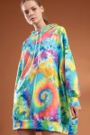 Pattaya Kadın Batik Desenli Kapşonlu Oversize Elbise Sweatshirt Y20W110-4125-9