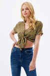 Pattaya Kadın Çiçekli Bağlamalı Crop Bluz P21S201-2242