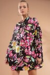 Pattaya Kadın Çiçekli Örme Kapşonlu Sweatshirt Elbise Y20W110-4125-15
