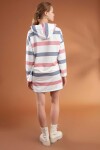 Pattaya Kadın Çizgili Kapşonlu Oversize Elbise Sweatshirt Y20W110-4203