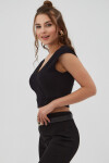 Pattaya Kadın Fitilli V Yaka Crop Bluz P21S201-2174