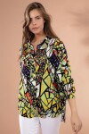 Pattaya Kadın Geometrik Desenli Yarasa Kol Gömlek Y19W110-3747