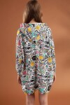 Pattaya Kadın Grafik Desenli Kapşonlu Oversize Elbise Sweatshirt Y20W110-4125