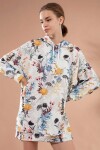 Pattaya Kadın Kapşonlu Çiçekli Boyfriend Sweatshirt Elbise Y20W110-4125-31