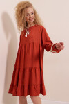 Pattaya Kadın Puantiyeli Dantel Detaylı Elbise Y20S110-1637