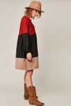 Pattaya Kadın Renk Bloklu Uzun Kol Kadife Elbise Y19W110-5760